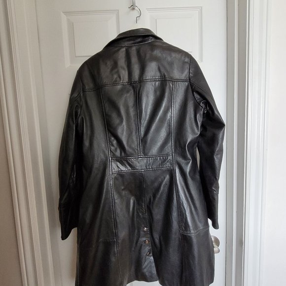 Long Black Leather Jacket Danier - Picture 4 of 7